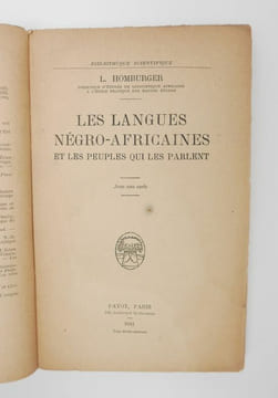 Les Langues négro-africaines et les peuples qui les parlent. HOMBURGER, Lilias