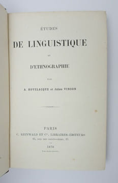 Études de linguistique et d'ethnographie. HOVELACQUE, Abel; VINSON, Julien