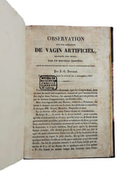 Observation sur une opération de vagin artificiel pratiquée avec succès, par un nouveau procédé