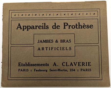 Appareils de Prothèses : Jambes et Bras artificiels. CLAVERIE, A