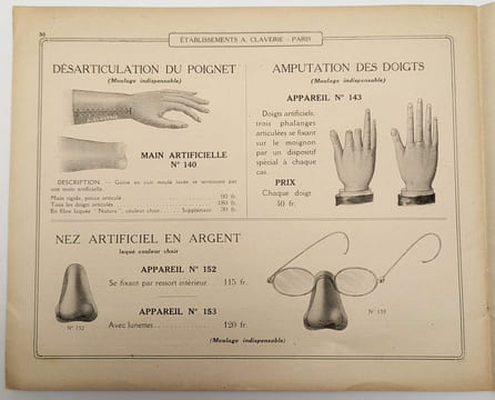 Appareils de Prothèses : Jambes et Bras artificiels. CLAVERIE, A