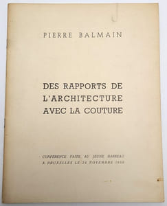 Des rapports de l'architecture avec la couture