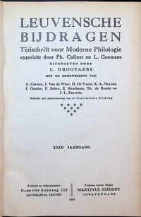 Leuvensche bijdragen, Tijdschrift voor Moderne Philologie gesticht door wijlen Ph. Colinet ( 1896 ) XXIXe jaargang 1937