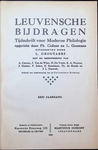 Leuvensche bijdragen, Tijdschrift voor Moderne Philologie gesticht door wijlen Ph. Colinet ( 1896 ) XXXe jaargang 1938