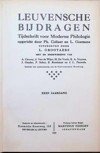 Leuvensche bijdragen, Tijdschrift voor Moderne Philologie gesticht door wijlen Ph. Colinet ( 1896 ) XXXIe jaargang 1939