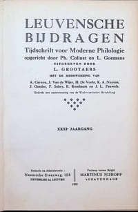 Leuvensche bijdragen, Tijdschrift voor Moderne Philologie gesticht door wijlen Ph. Colinet ( 1896 ) XXXIe jaargang 1939