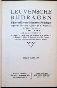 Leuvensche bijdragen, Tijdschrift voor Moderne Philologie opgericht door Ph. Colinet en L. Goemans XXXIIIe jaargang 1941