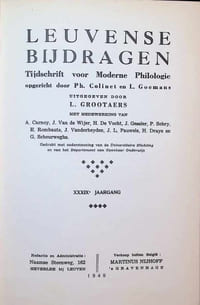 Leuvense bijdragen, Tijdschrift voor Moderne Philologie opgericht door Ph. Colinet en L. Goemans XXXIXe jaargang 1949