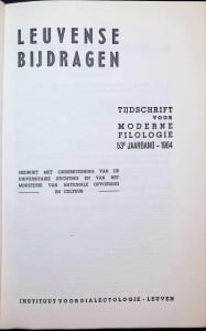 Leuvense Bijdragen, Tijdschrift voor Moderne Filologie - 53 ste jaargang 1964 - gedrukt met ondersteuning van de universitaire stichting en van het ministerie van opvoeding en cultuur