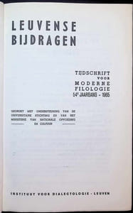 Leuvense Bijdragen, Tijdschrift voor Moderne Filologie - 54ste jaargang 1965 - gedrukt met ondersteuning van de universitaire stichting en van het ministerie van opvoeding en cultuur