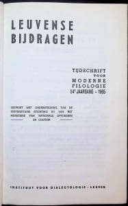 Leuvense Bijdragen, Tijdschrift voor Moderne Filologie - 54ste jaargang 1965 - gedrukt met ondersteuning van de universitaire stichting en van het ministerie van opvoeding en cultuur