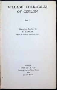 Village Folk-Tales of Ceylon, 3 volumes