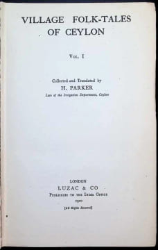 Village Folk-Tales of Ceylon, 3 volumes. H. Parker