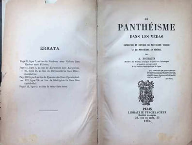 Le Panthéisme dans Les Védas exposition et critique du panthéisme védique et du panthéisme en général