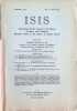 ISIS International Review devoted to the History of Science and Civilization Quaterly Organ of the History of Science Society N&deg; 31, Vol IX (3) ...
