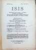 ISIS International Review devoted to the History of Science and Civilization Quaterly Organ of the History of Science Society N&deg; 40, Vol XIII (1) ...