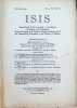 ISIS  International Review devoted to the History of Science and Civilization Quaterly Organ of the History of Science Society  N° 40, Vol XIII (1)  ...