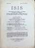 ISIS International Review devoted to the History of Science and Civilization Quaterly Organ of the History of Science Society N&deg; 42, Vol XIII (3) ...