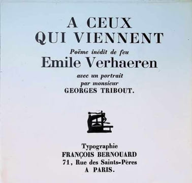 A ceux qui viennent Poème inédit de seu Émile Verhaeren. Emile Verhaeren
