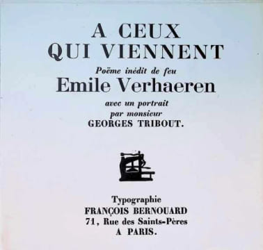 A ceux qui viennent Poème inédit de seu Émile Verhaeren. Emile Verhaeren