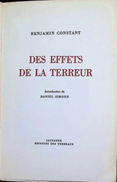 Des Effets de la terreur. Benjamin Constant