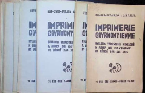 Imprimerie Gourmontienne , Bulletin Trimestriel consacré a Remy de Gourmont et rédigé par ses amis, nr 1 - 10 , 10 volumes. les amis de Remy de ...