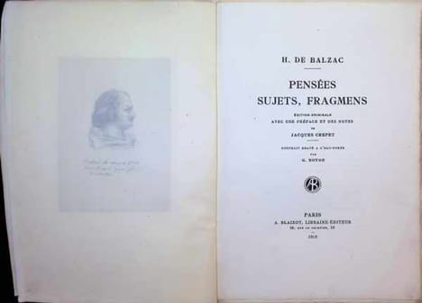 Pensées sujets , Fragmens. H. De Balzac
