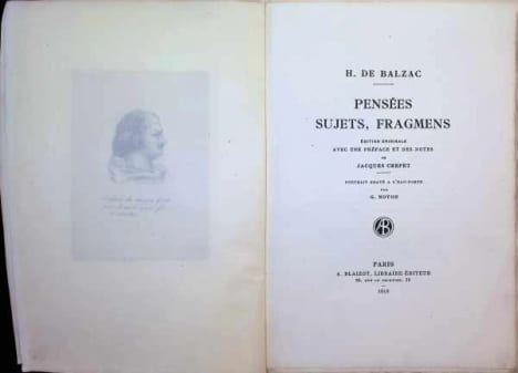 Pensées sujets , Fragmens. H. De Balzac