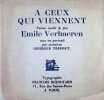 A ceux qui viennent Po&euml;me in&eacute;dit de feu. Emile Verhaeren