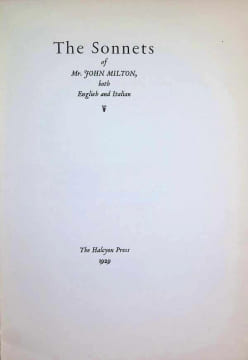The Sonnets English and Italian. John Milton