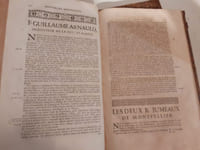 1er volume : Histoire de la ville de Montpellier, depuis son origine jusqu'à notre tems. Avec un abrégé historique de tout ce qui précéda son établissement. A laquelle on a ajouté l'histoire particulière des juridictions anciennes et modernes de cette ville, avec les statuts qui lui sont propres. 2ème volume : Seconde partie contenant l'origine de son église, la suite de se évêques, ses églises particulières, ses monastères anciens et modernes, ses hôpitaux. Avec un abrégé historique de son université et de ses collèges