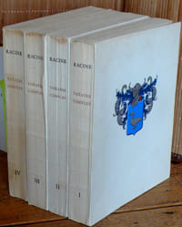 THÉÂTRE COMPLET DE RACINE illustré par Jacques Grange : 1. La Thébaïde. Alexandre le Grand. Andromaque. ; 2. Les Plaideurs. Britannicus. Bérénice. ; 3. Bajazet. Mithridate. Iphigénie. ; 4. Phèdre. Esther. Athalie