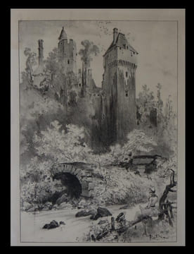 [Lithographie en noir figurant :] Le Château de Creuilly.. ROBIDA (Albert).