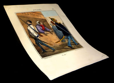 [Lithographie en couleurs intitulée :] Psssitt !