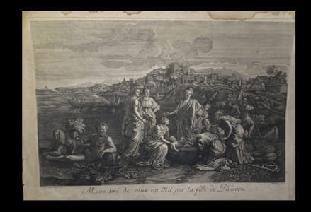  [Eau-forte :] Moïse tiré des eaux du Nil par la fille de Pharaon. 