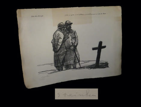 [Lithographie signée :] Rein ne change : Paix ou guerre, c'est la loterie, croix d'honneur ou croix de bois..  STEINLEN (Théophile Alexandre, ill. ...