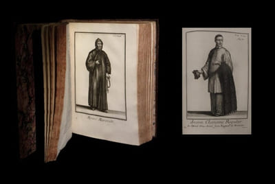 Histoire des Ordres monastiques, religieux et militaires et des Congrégations séculières  de l'un et l'autre sexe qui ont été établies jusqu'à présent contenant Leur origine, leur fondation, leurs progrès, les événements les plus considérables qui y sont arrivés,  la décadence des uns et leur suppression, l'agrandissement des autres par le moyen des différentes réformes qui y ont été introduites, les vies de leurs fondateurs et réformateurs, avec des figures qui représentent tous les différents habillements de ces Ordres et Congrégations.