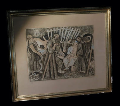 [Eau-forte en couleurs  numérotée et signée] La Nativité..  SAVIN (Maurice).