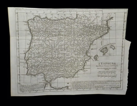 [Carte XVIIIème de l'Espagne].. BOURGUIGNON d'ANVILLE (Jean-Baptiste).