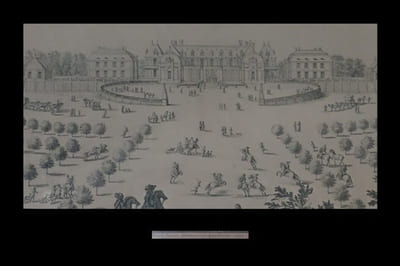 Veuë [Vue] et perspective du Chasteau [Château] de Versailles du costé [côté] de l'entrée.