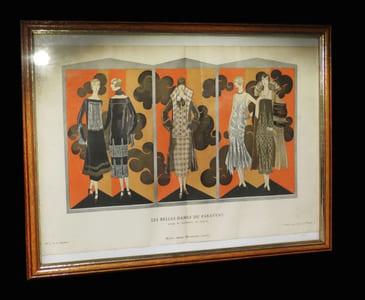 ''Les Belles dames du paravent'' - Robes et manteaux de Doucet. [in La Gazette du bon ton - Planche 12].