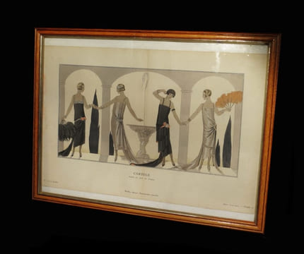 ''Cortège'' - Robes du soir de [Charles Frederick] Worth [in La Gazette du bon ton - Planche 10].. BARBIER (Georges).