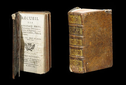 Recueil des principaux Edits, Déclarations, Ordonnances, Arrêts et Règlemens [Règlements] concernant la Justice, Police et Finance depuis 1722 jusqu'à la présente année 1740.