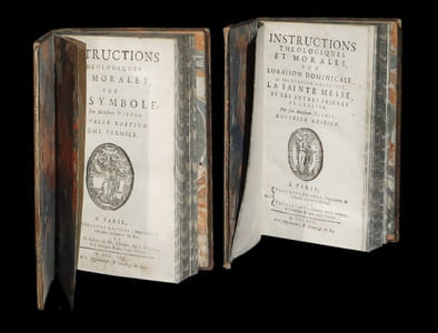 Instructions théologiques et morales  sur le premier Commandement où il est traité de la foi, de l'espérance et de la charité [à la suite :] Instructions théologiques et morales  sur le Symbole [à la suite :] Essais d'instructions théologiques et morales sur les Sacremens [Sacrements] [à la suite :] Instructions théologiques et morales  sur l'oraison dominicale, la salutation angélique, la Sainte Messe et les autres prières de l'Eglise [à la suite :] Continuation des Essais de morale contenant des Réflexions morales sur les Epîtres & Evangiles [...].  