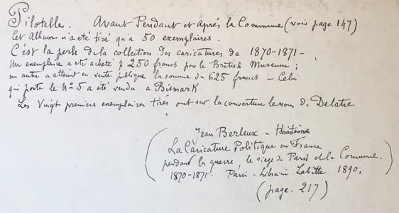 Avant Pendant et Après la Commune. Croquis & Caricatures à l'eau-forte par Pilotell, ex directeur des Beaux Arts, ex Commissaire Spécial de la Commune, Condamné à mort par le 3èm. Conseil des Assassins Versaillais (9 janvier 1874).
