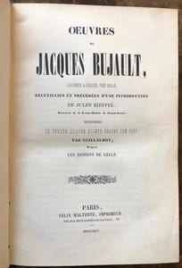Oeuvres de Jacques Bujault, Laboureur à Chaloue, près Melle, recueillies et précédées d'une Introduction de Jules Rieffel, Directeur de la Ferme-Modèle de Grand-Jouan, illustrées de trente-quatre sujets gravés sur bois, par Guillaumot, d'après les dessins de Gellé.