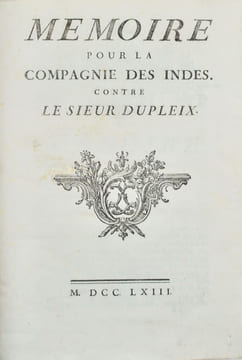 [Compagnie des Indes]. Mémoire pour la Compagnie des Indes. Contre le Sieur Dupleix.. undefined