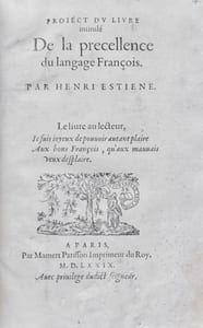 Project du livre intitulé De la Precellence du langage François.