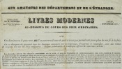 [Catalogue de libraire. Paris. Pichard, Nicolas. 1827]. Aux amateurs des Départemens et de l'Étranger. Librairie de N. Pichard, Quai de Conti, n° 5, ...