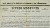 [Catalogue de libraire. Paris. Pichard, Nicolas. 1827]. Aux amateurs des Départemens et de l'Étranger. Librairie de N. Pichard, Quai de Conti, n° 5, ...